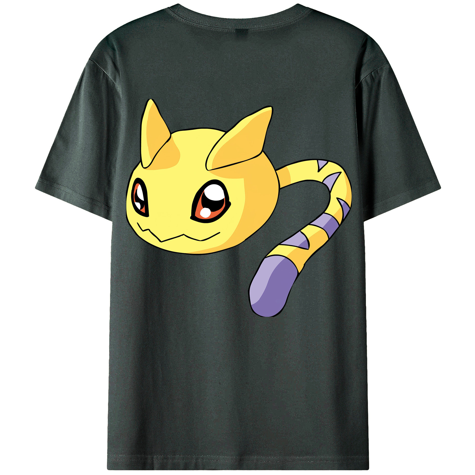 （画像用） Digimon デジタルモンスター/デジモン 綿100％ メンズ半袖Tシャツ（バックプリント） 通気性